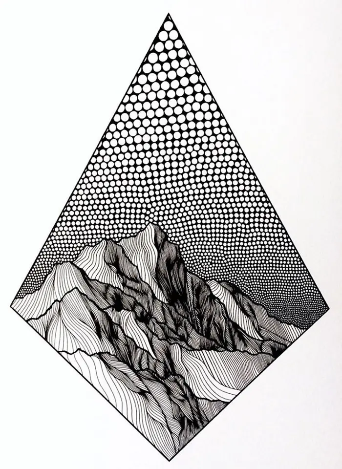 christa rijneveld pointillist line drawings diamond frame