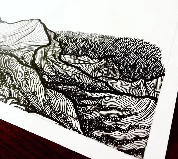 christa rijneveld pointillist line drawings landscapes