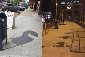 fake shadow street art