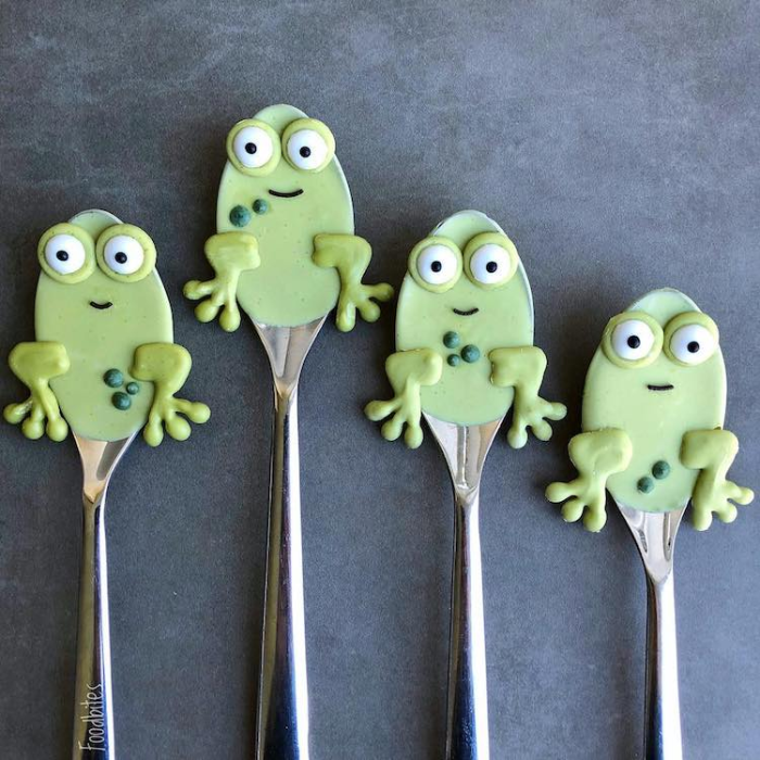 foodbites character food art frog spoons