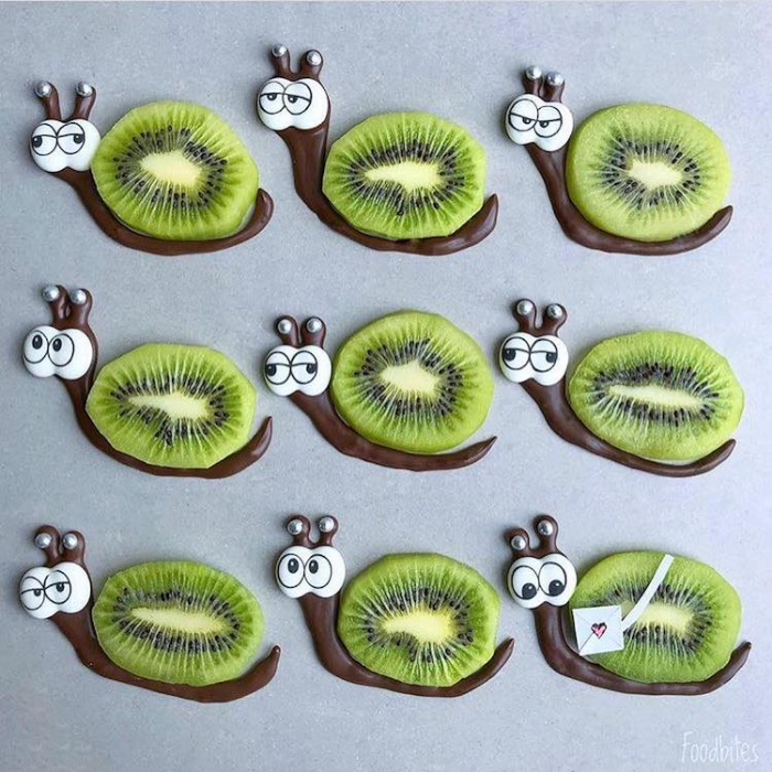 foodbites character food art kiwi snails