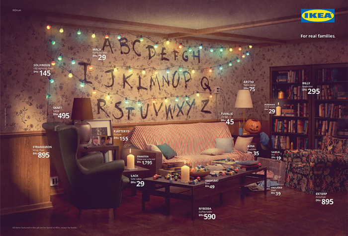 furnishings for Stranger Things living room recreated by IKEA