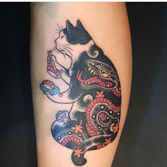kazuaki horitomo tattoo cat snake