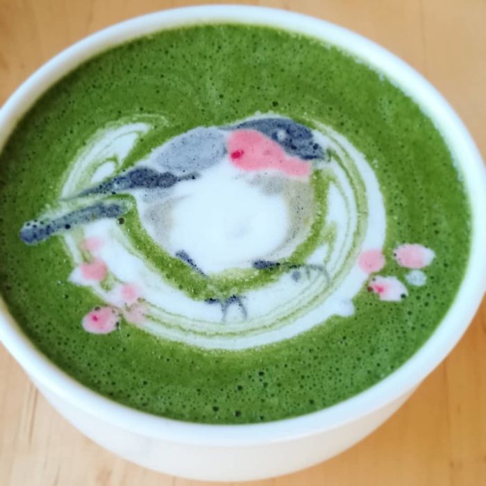 ku-san bird latte art april fools day
