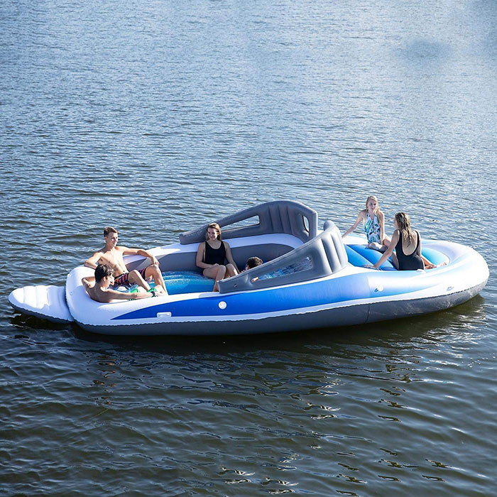 life-size inflatable speedboat party island