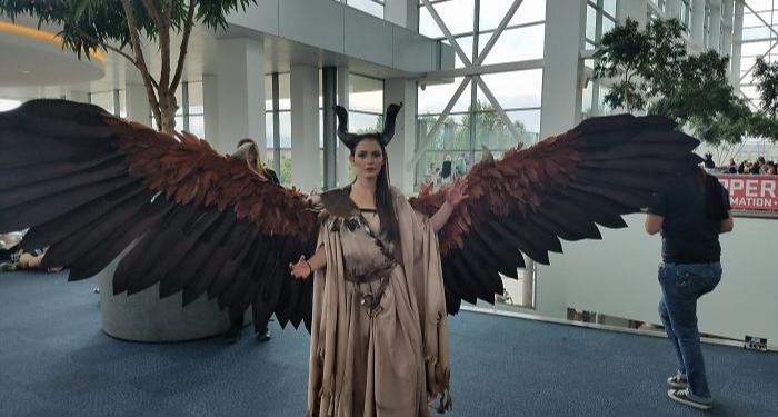 maleficent cosplay animatronic wings drisana litke donned