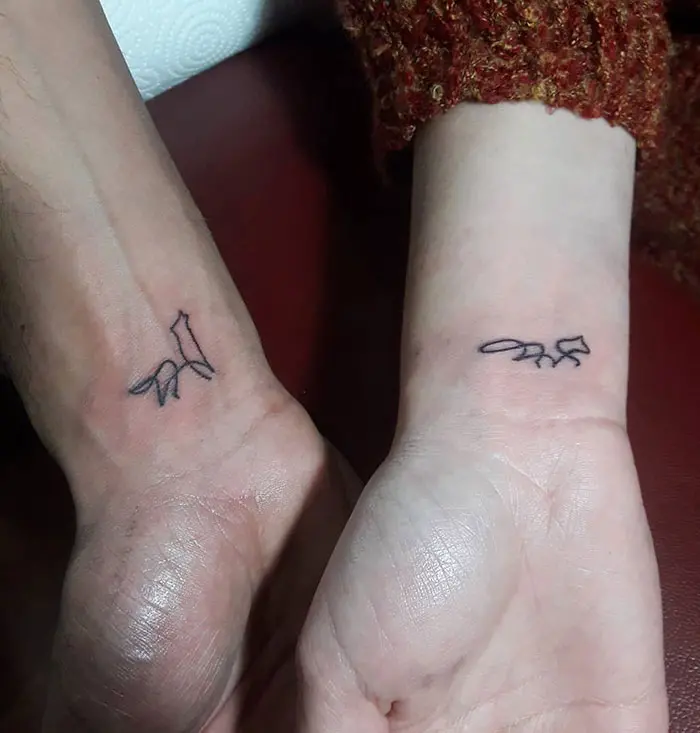 matching tattoos couple continous line