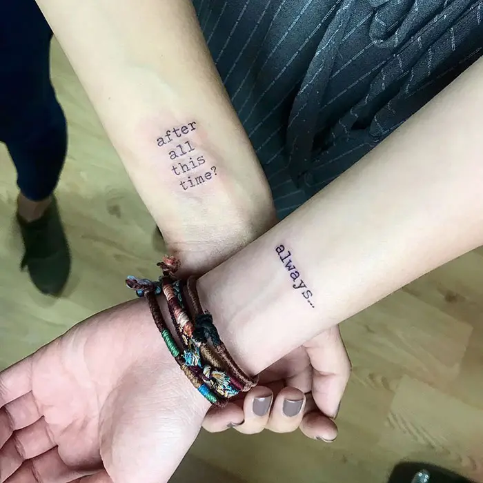 matching tattoos couple harry potter quote