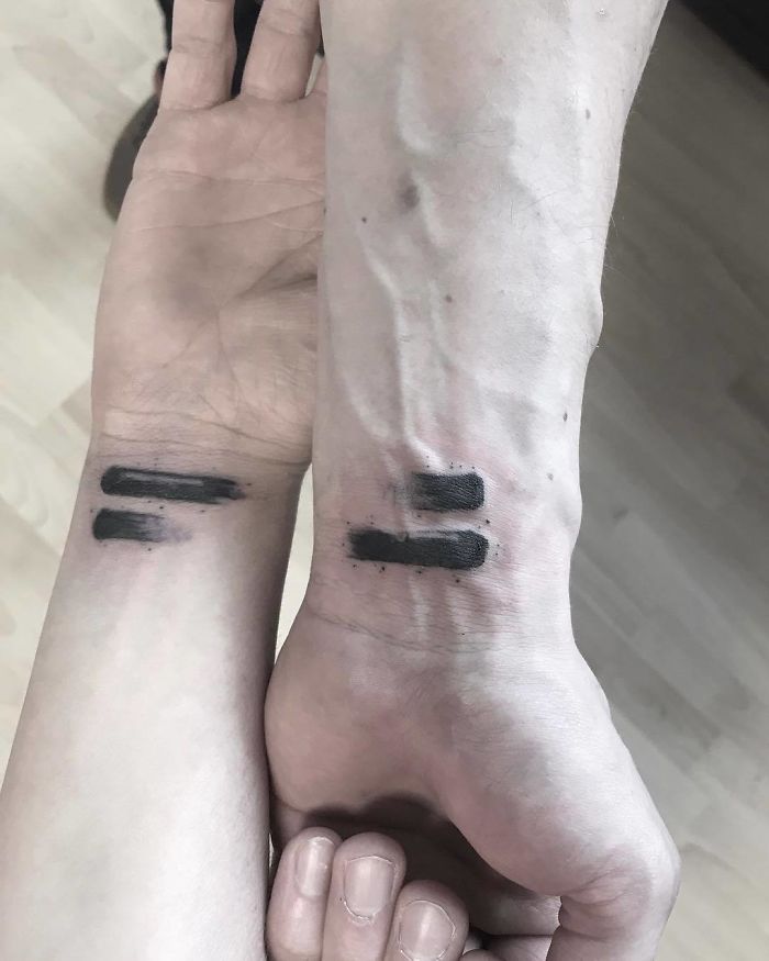 matching tattoos couple two lines