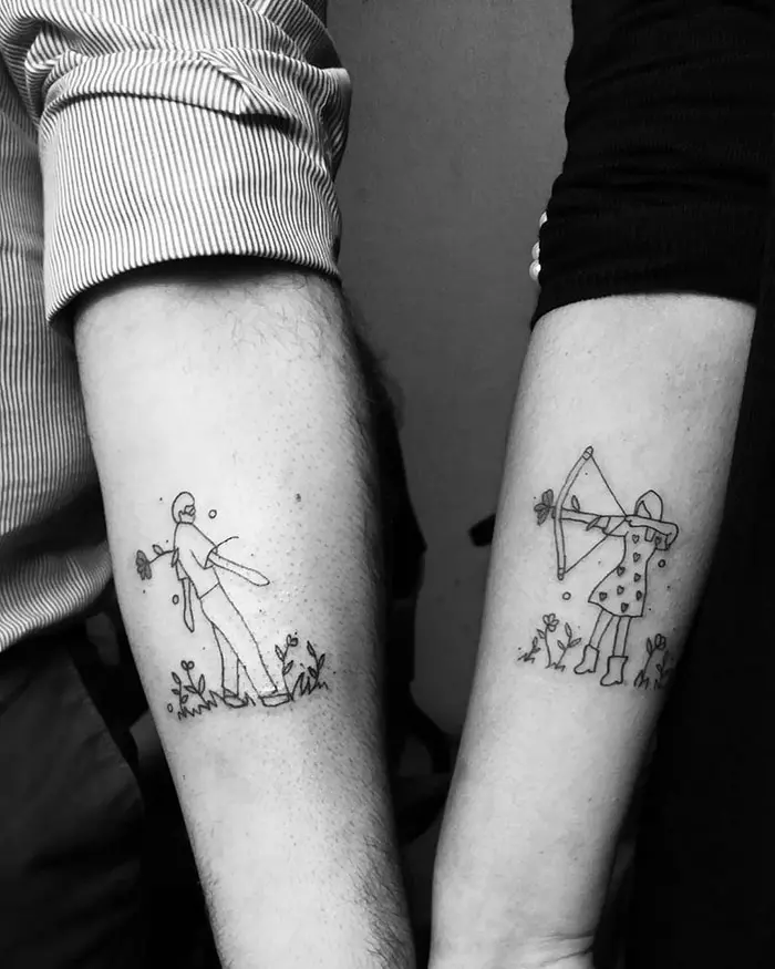 matching tattoos couple