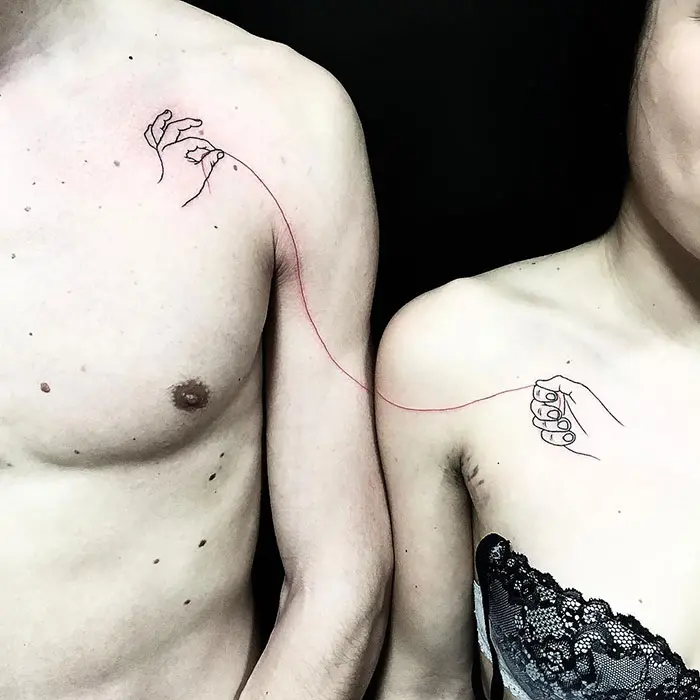 matching tattoos siblings red thread