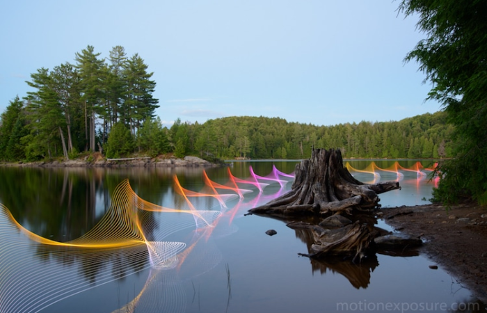 morning nature view of stephen orlando kayak light paintings