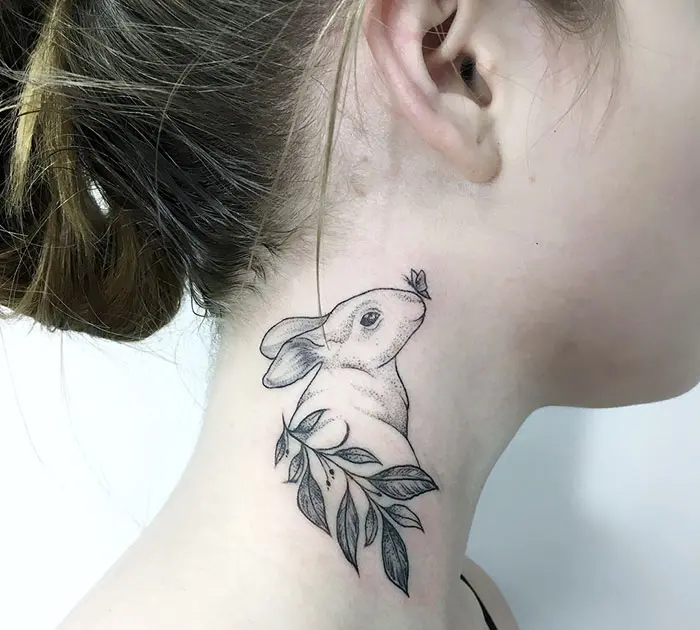 neck tattoo designs bunny