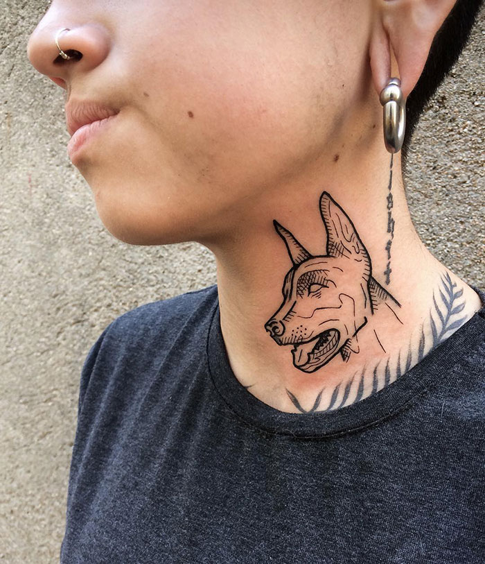 neck tattoo designs doberman