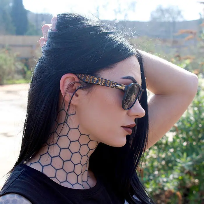 neck tattoo designs hexagons