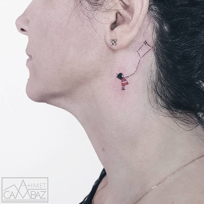 neck tattoo designs kite constellation