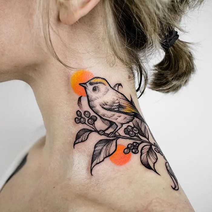 neck tattoo designs little bird