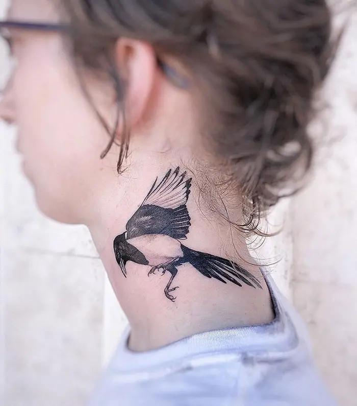 neck tattoo designs magpie