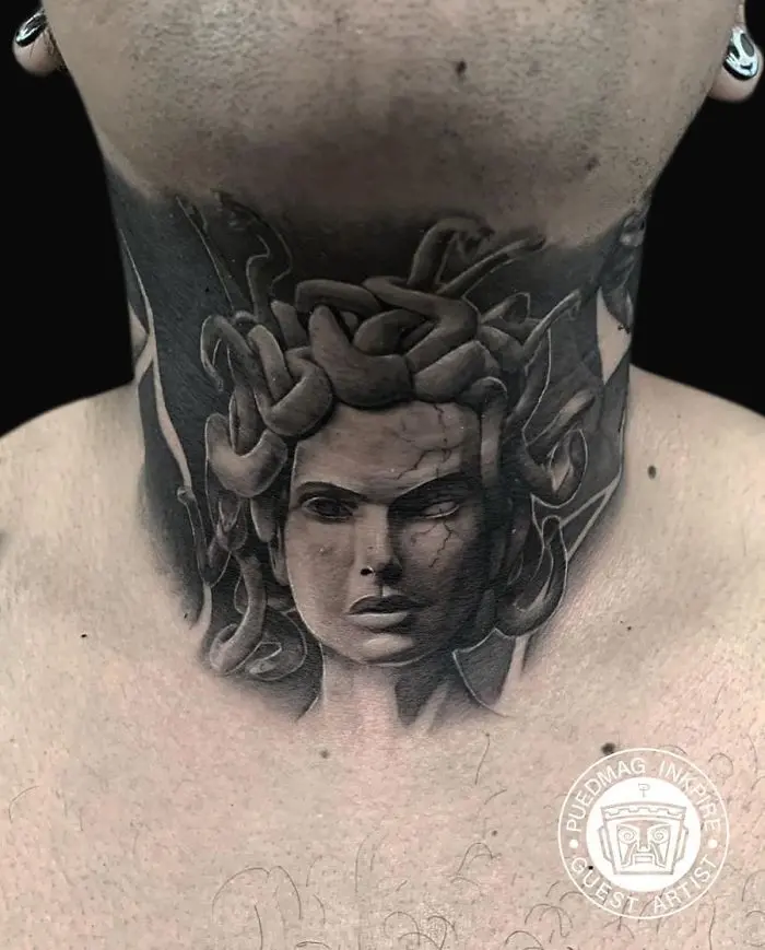 neck tattoo designs medusa