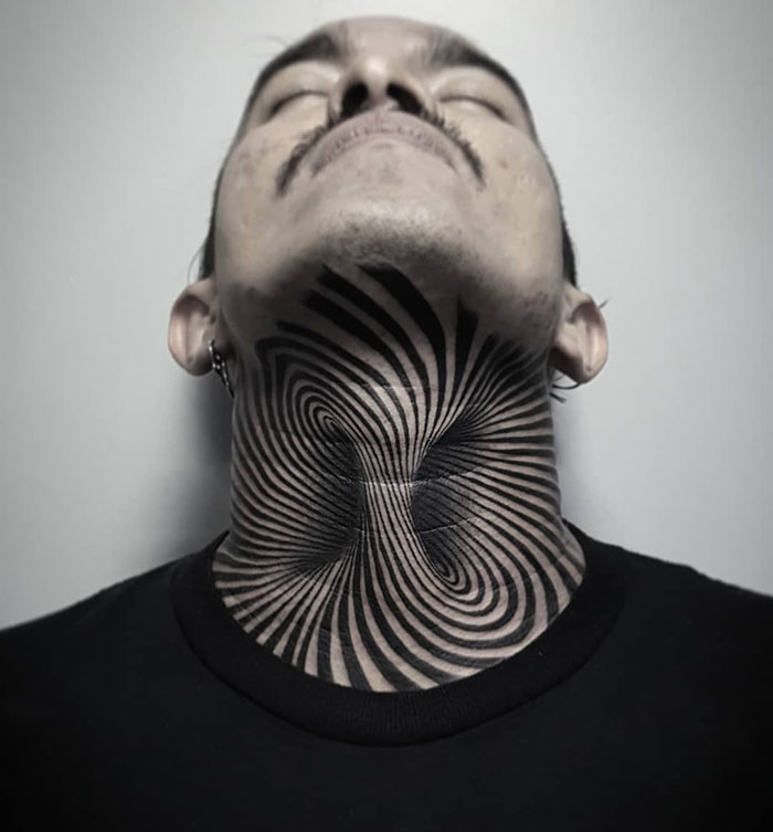 neck tattoo designs optical illusion