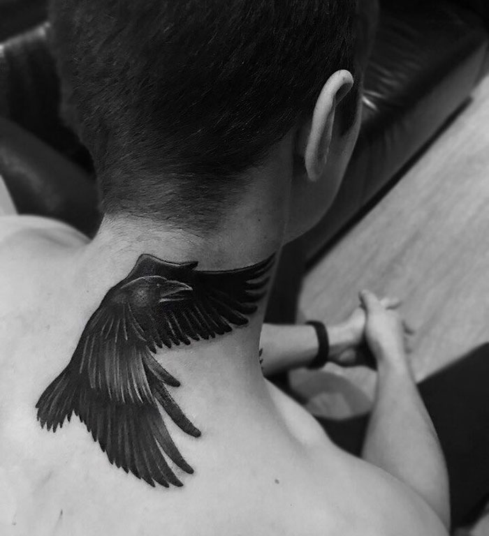 neck tattoo designs raven