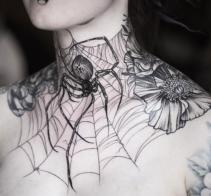 neck tattoo designs spider