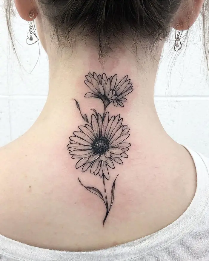 neck tattoo designs sunflowers