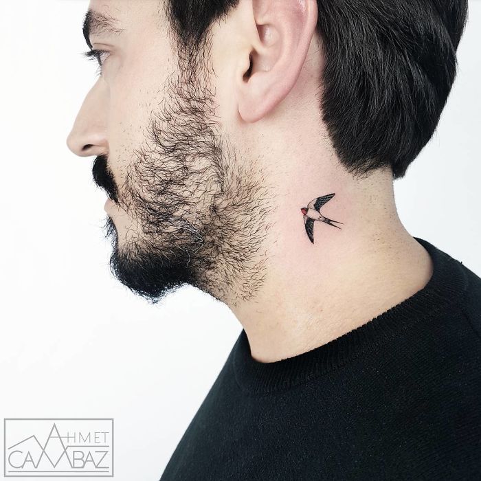 neck tattoo designs swallow bird