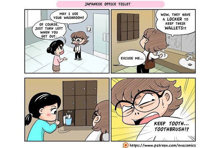 office toilet comics japan cultural differences by evacomics