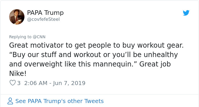 papa trump nike plus size mannequin reactions