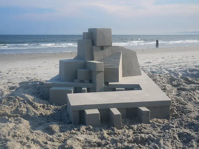 sandcastle with extremely clean lines - interesting beach things