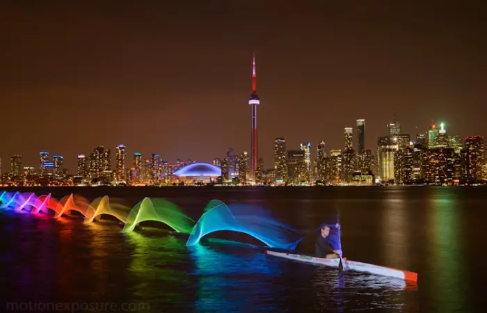 stephen orlando kayak light paintings city view