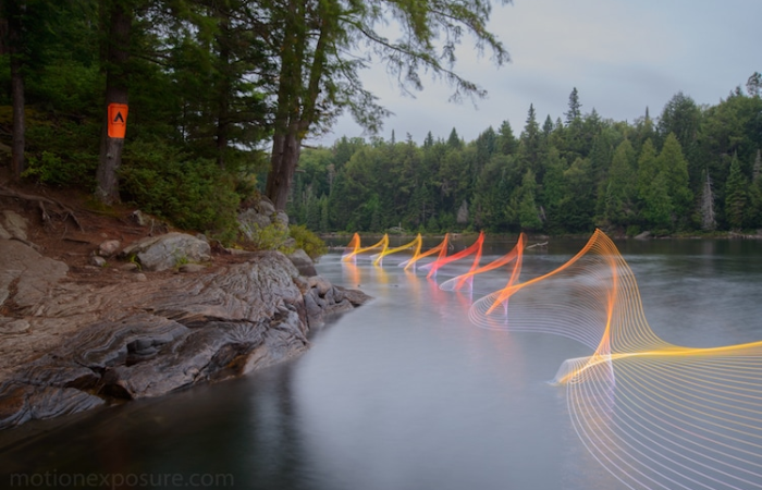 stephen orlando kayak light paintings pines