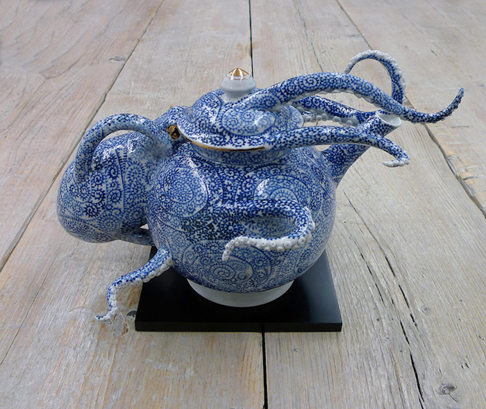 surreal ceramic vessels half-pottery half-octopus