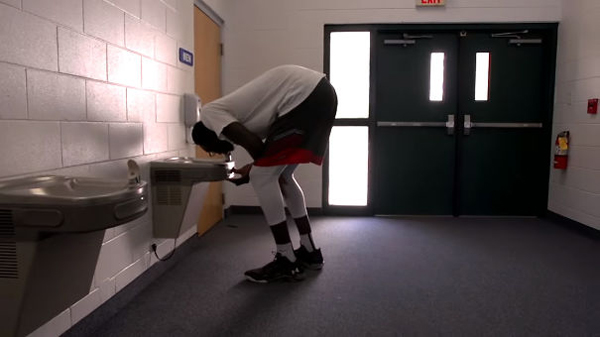 tall people struggles drinking fountain