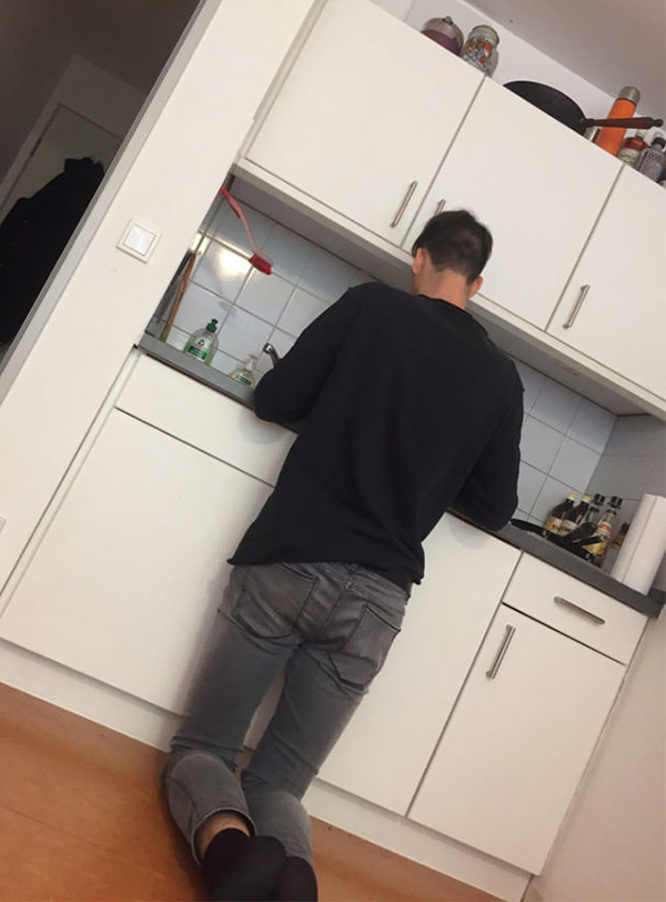 tall people struggles kitchen problem