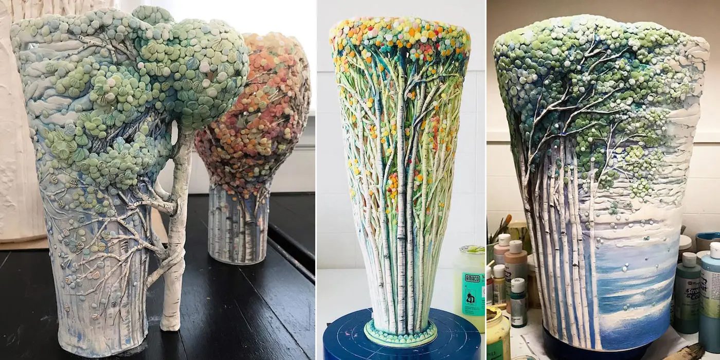 woodland ceramic vases bowls