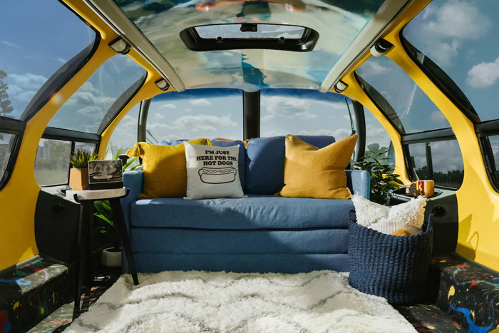 airbnb oscar mayer wienermobile sitting area
