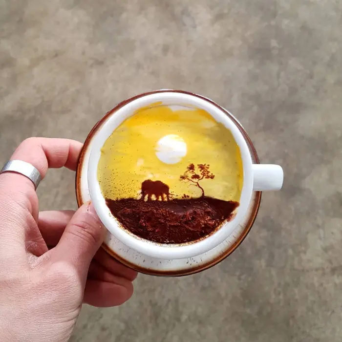 elephant colored latte art kangbin lee
