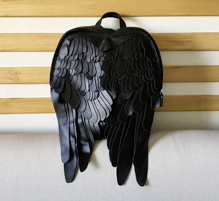 krukrustudio leather wings backpacks black