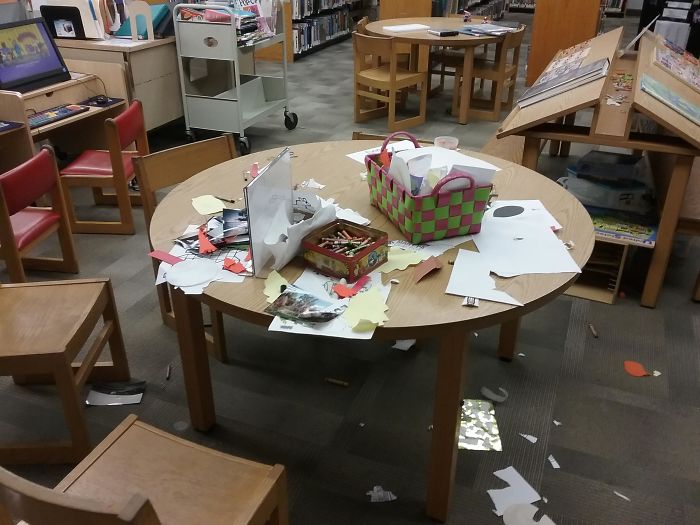 people being jerks messy library