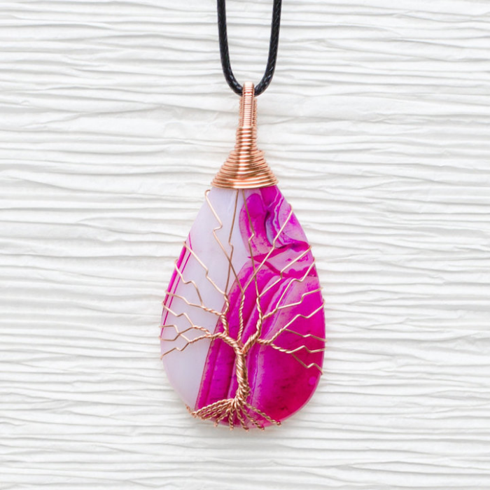 pink stone recycled beautifully wire jewelry