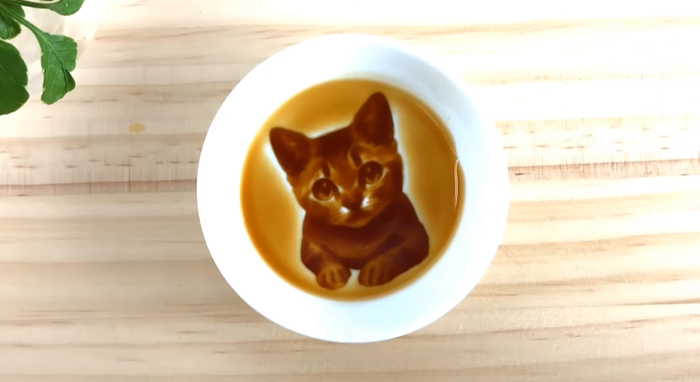 redestu sauce dish reveals cat painting