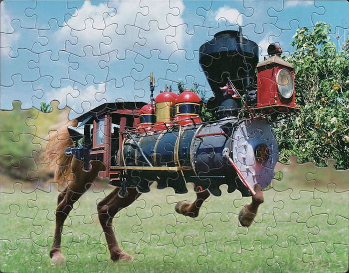 tim klein montage puzzle art iron horse