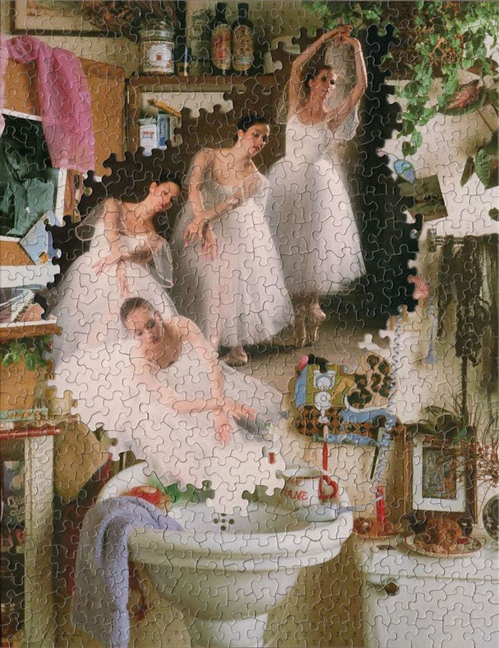 tim klein montage puzzle art the dance of the bathroom cleaning fairies