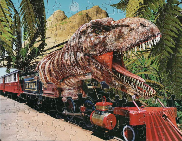 tim klein montage puzzle art trainosaurus rex