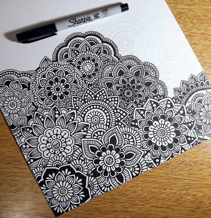 beautiful doodle flower patterns self harm zentangle therapy tutorial