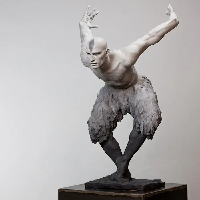 coderch malavia lifelike human sculptures the flight of the swan