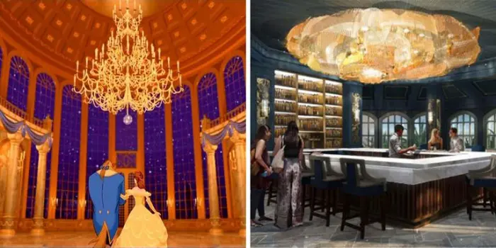 comparing the cartoon disney world beauty and the beast bar grand floridian