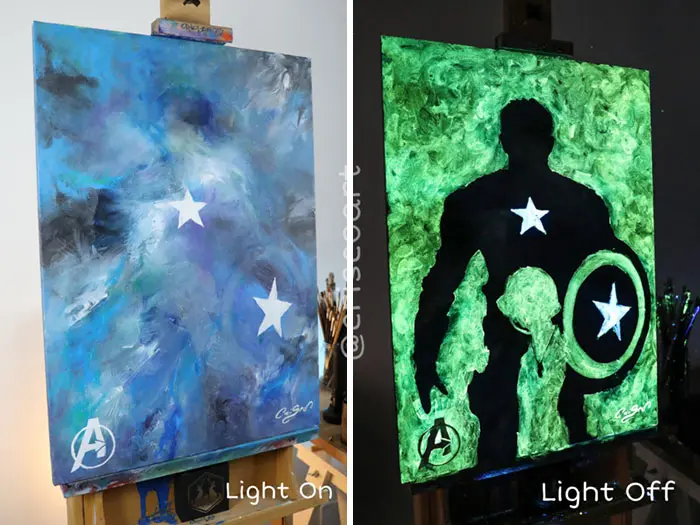 cristoforo scorpiniti glow-in-the-dark paintings captain america